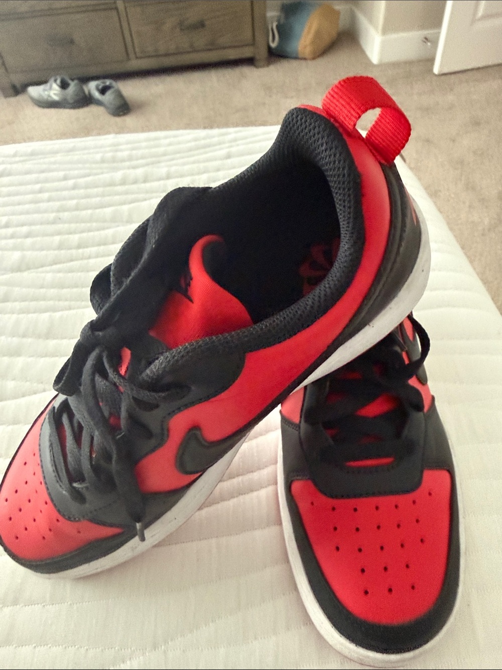 Nike Kids Red Sneakers with Black Accent